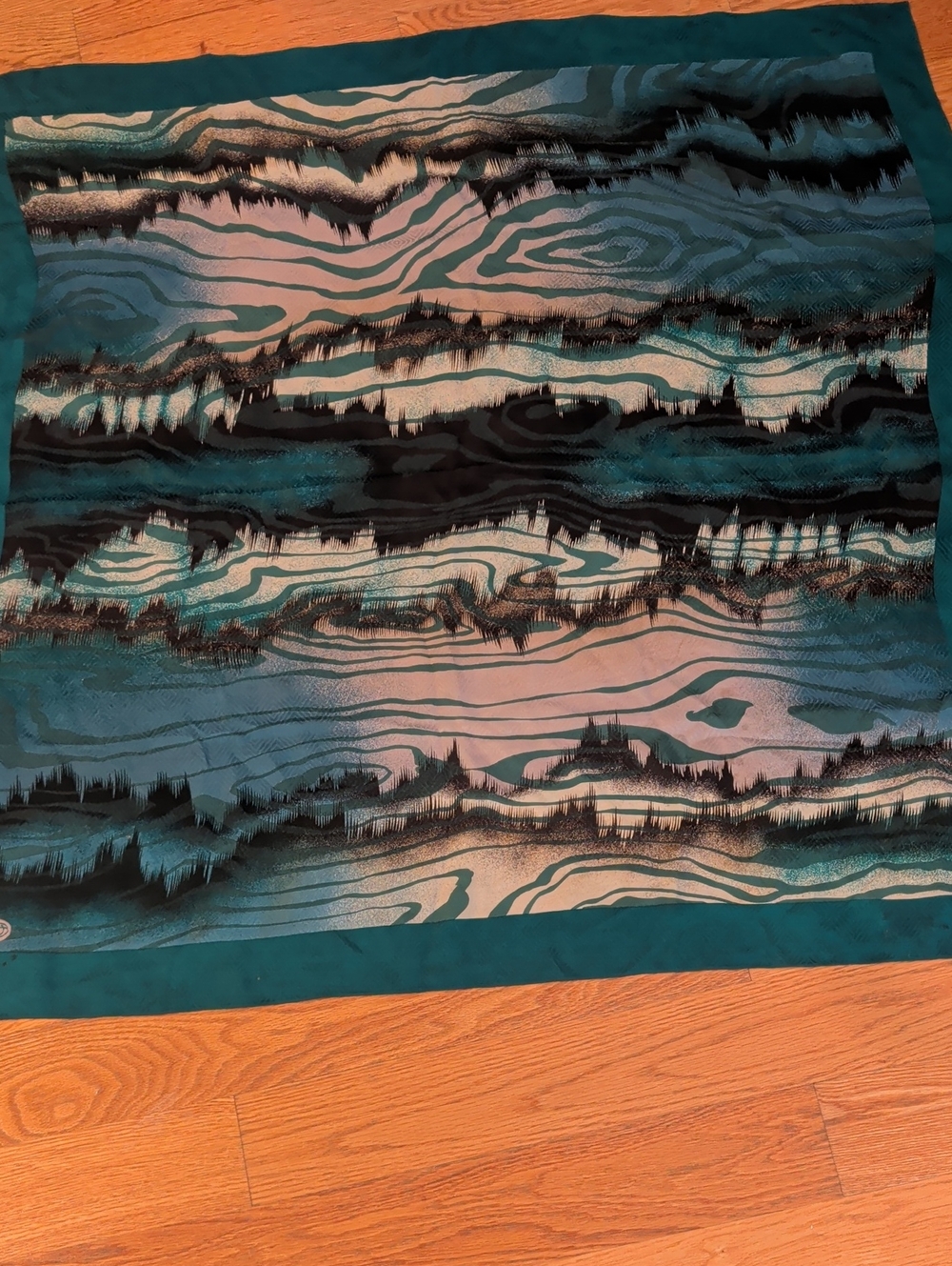 Oscar Teal & Black Abstract Large Scarf